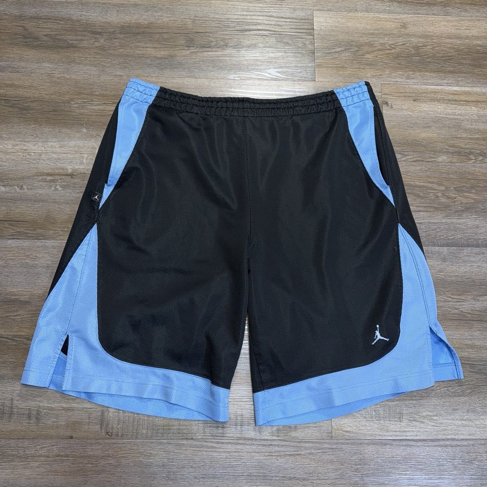 Jordan Black Carolina Blue Athletic Basketball Shorts Mens XL Jumpman Logo